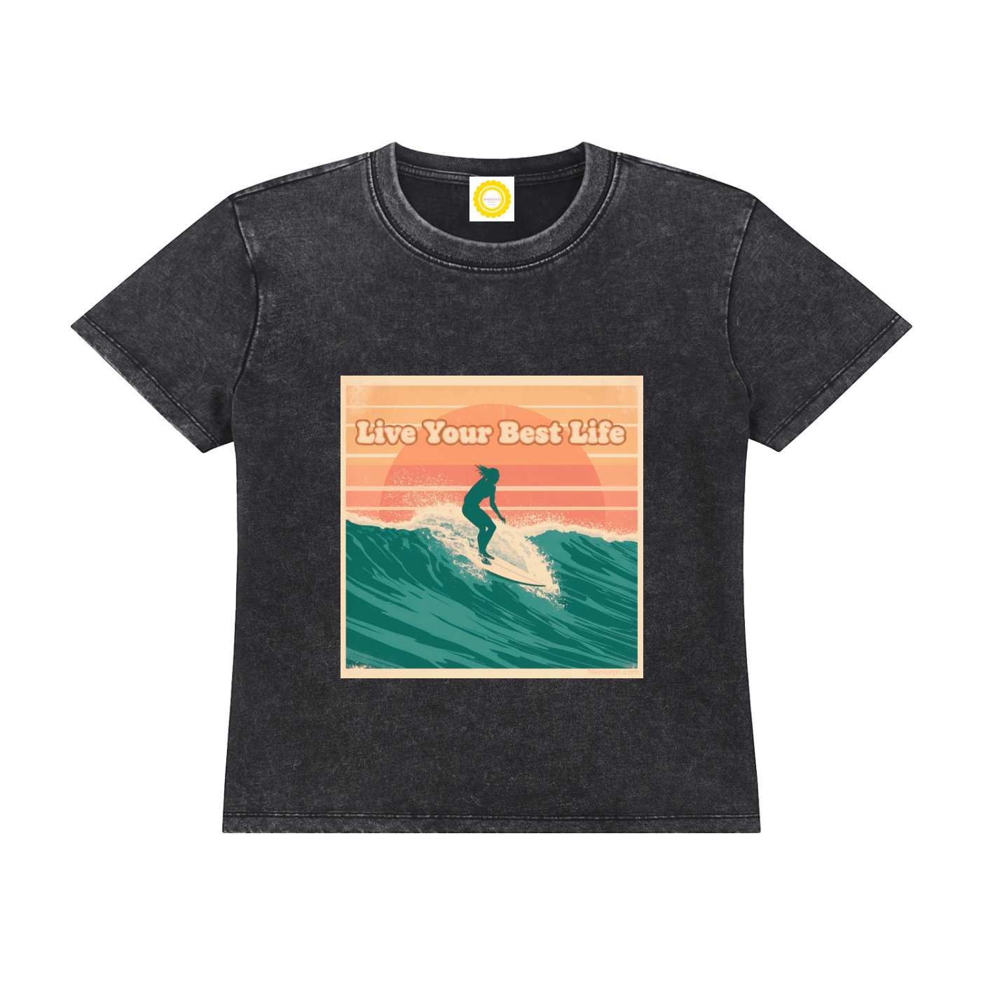 'Live Your Best Life' Vintage Wash Drop Shoulder T-shirt