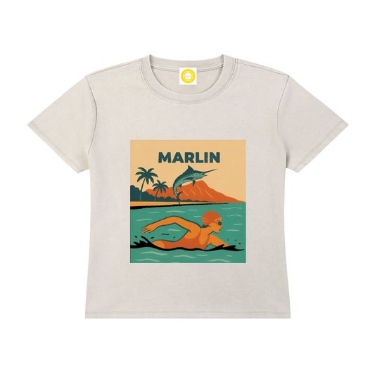 'MARLIN' Vintage Wash Drop Shoulder T-shirt
