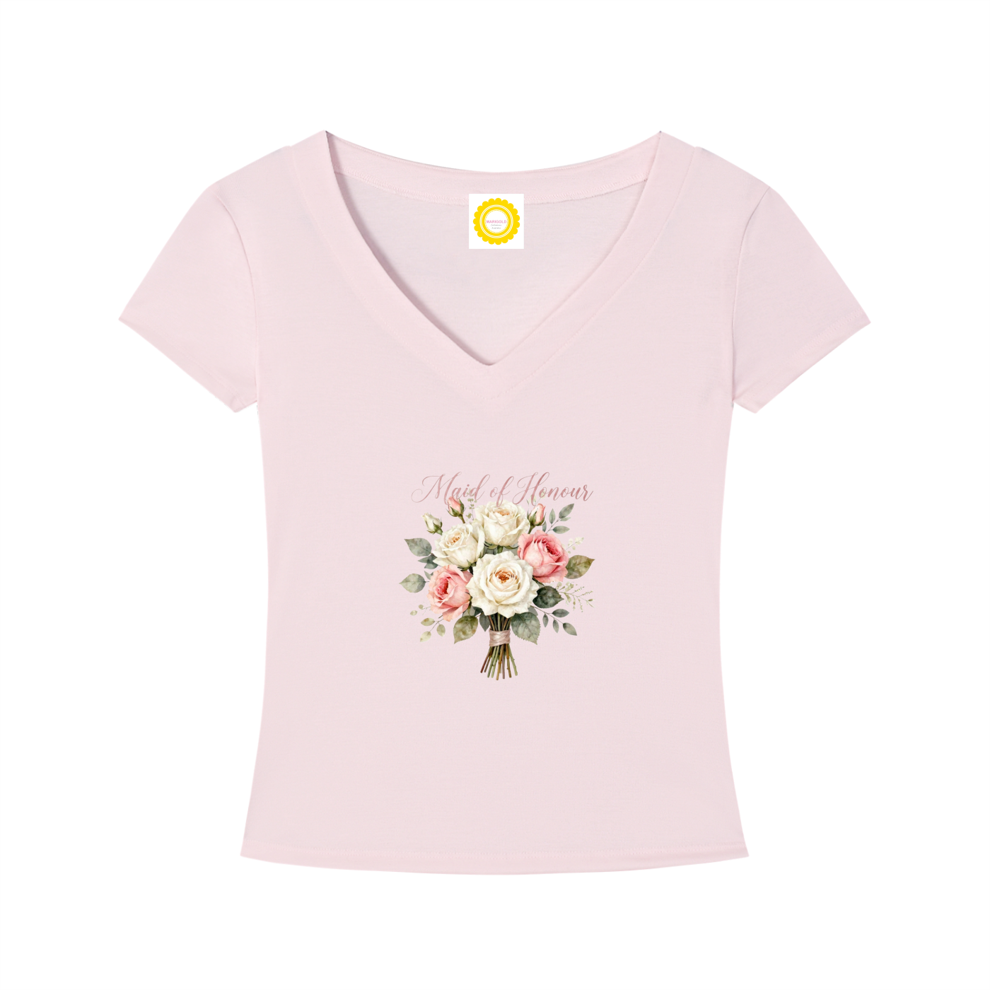 'Maid of Honour' Posy Tencel Slim Fit V-Neck T-Shirt