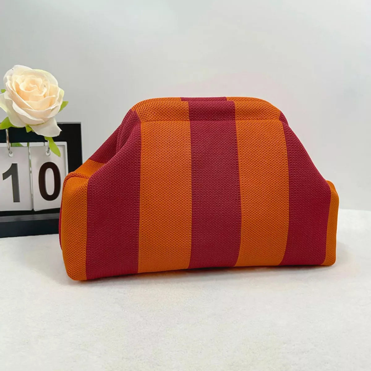 Modern Contrast Knit Clutch