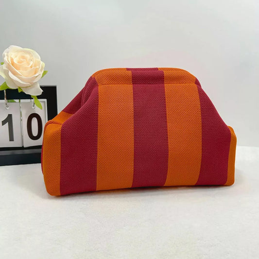 Modern Contrast Knit Clutch