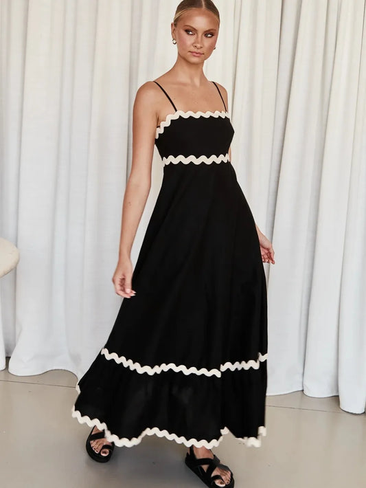 Modern Ric Rac Maxi Dress black