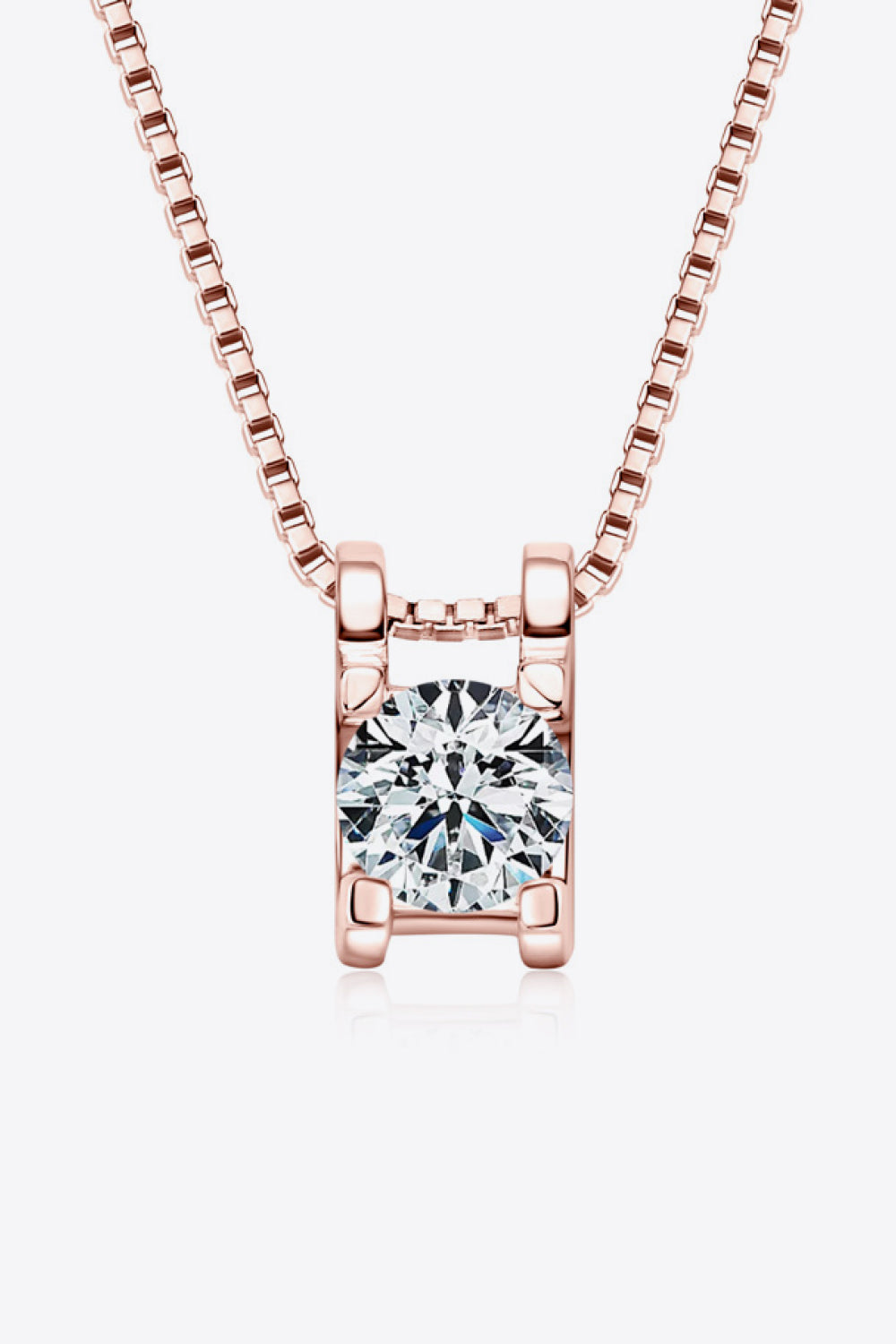 Moissanite 925 Sterling Silver Necklace Rose Gold Plated