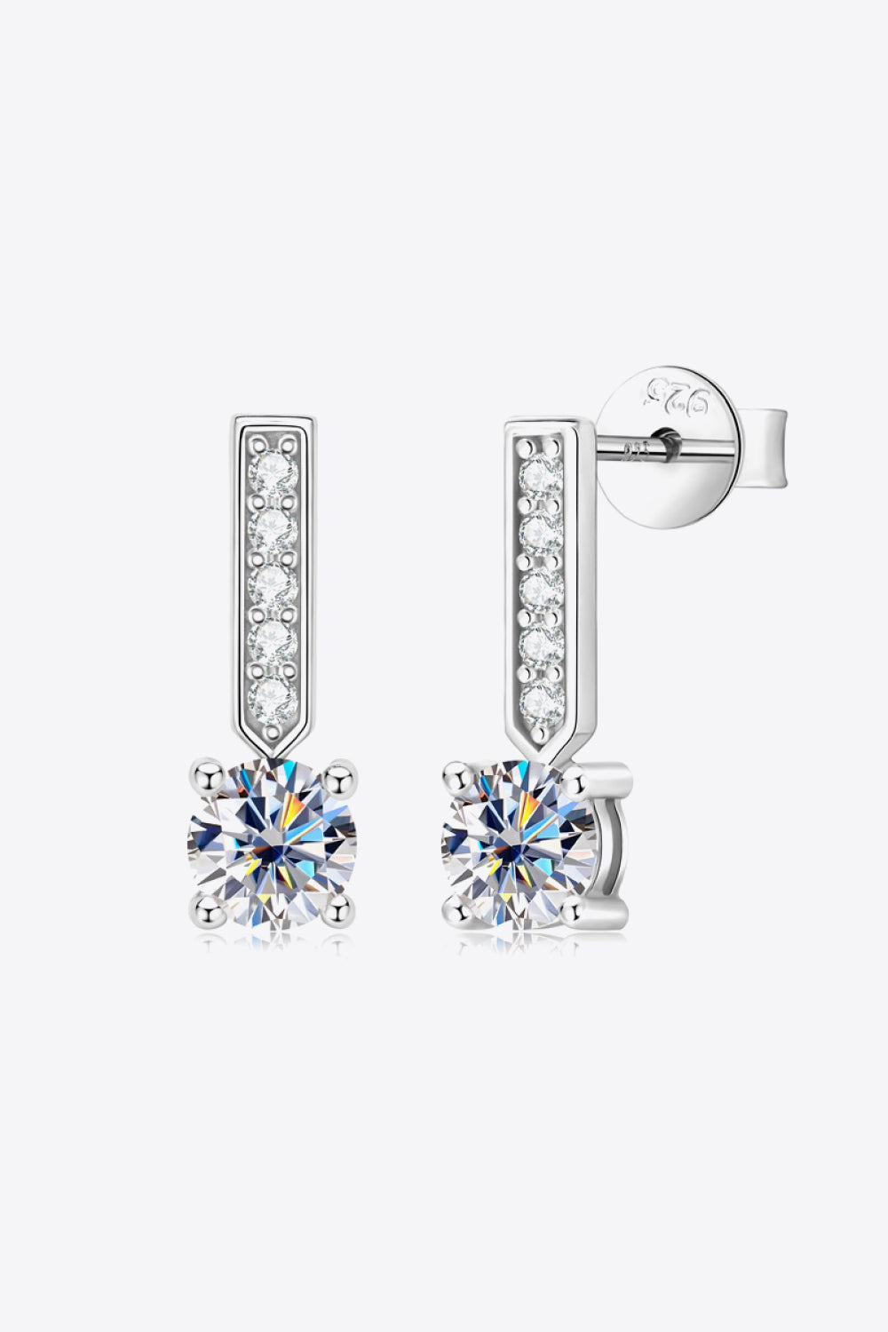 Moissanite Drop Earrings 925 Sterling Silver - 1 Carat Platinum Plated Dangle Earrings