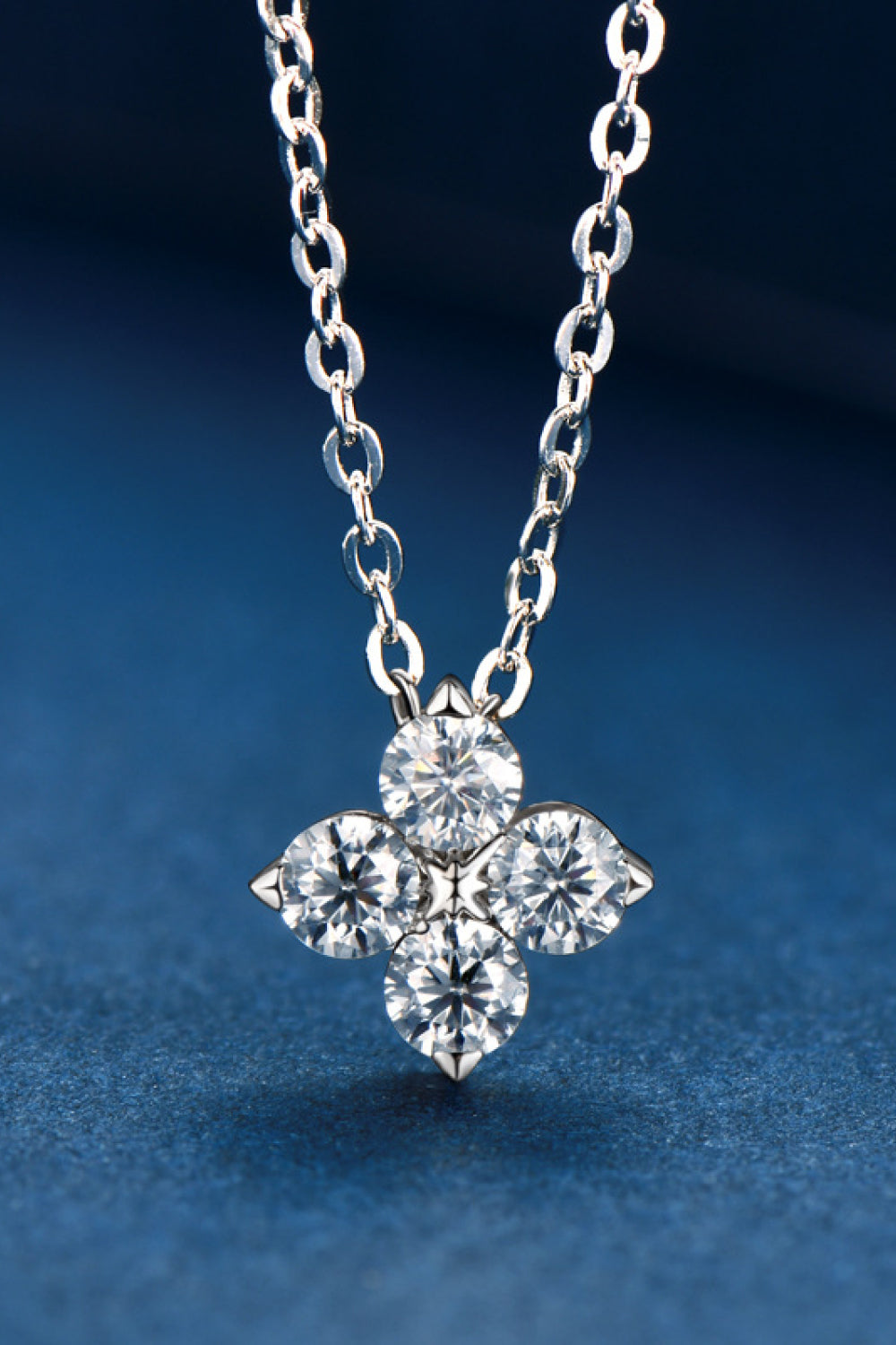 Moissanite Four Leaf Clover Necklace - 925 Sterling Silver Lucky Charm Pendant
