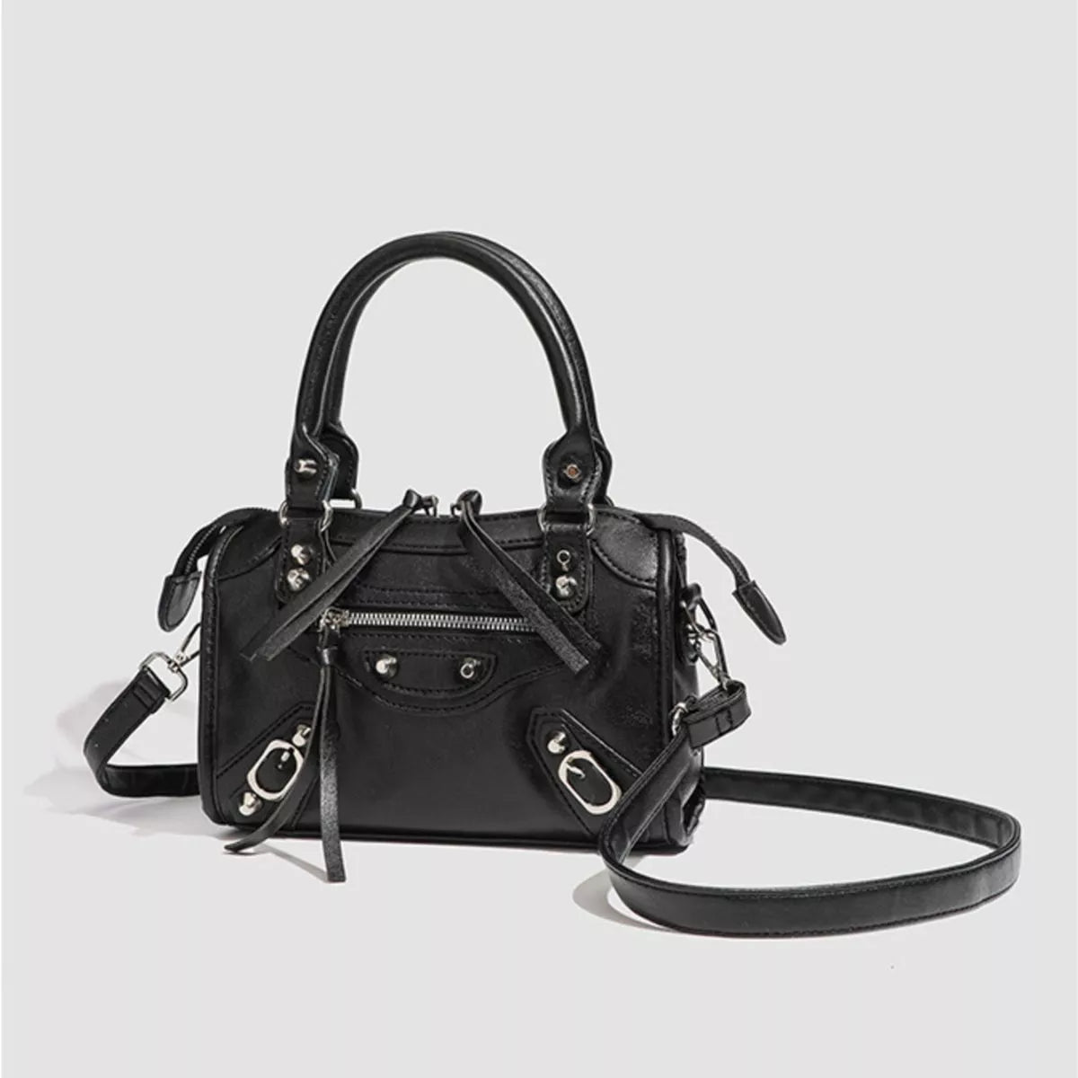 Motorcycle Style Studded Crossbody Bag