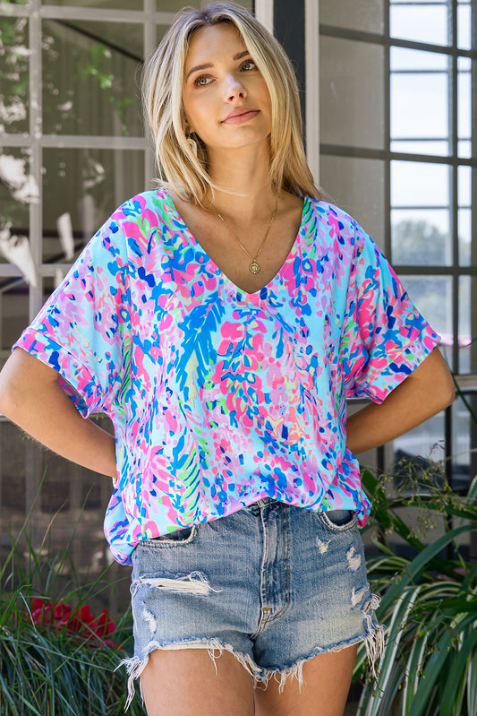Multicolored V-Neck Tee Shirt