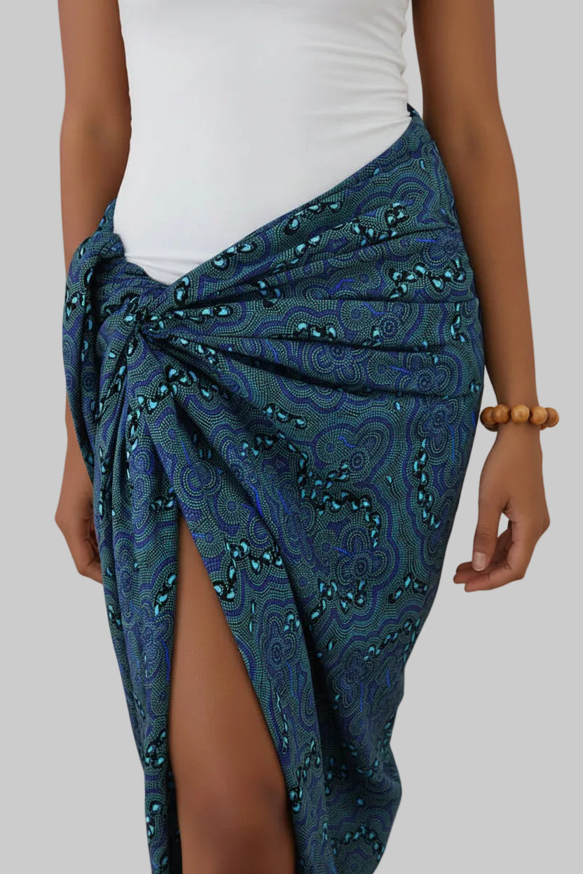 Authentic On Walkabout Blue Chiffon Cotton Sarong - MARIGOLD COLLECTIONS AUSTRALIA