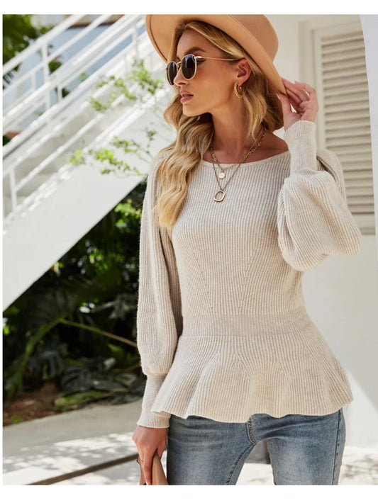 Peplum Lantern Sleeve Sweater
