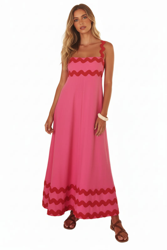 Pink Ric Rac Midi Dress