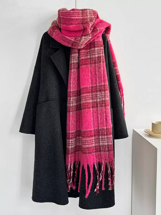 Plaid Fringe Scarf