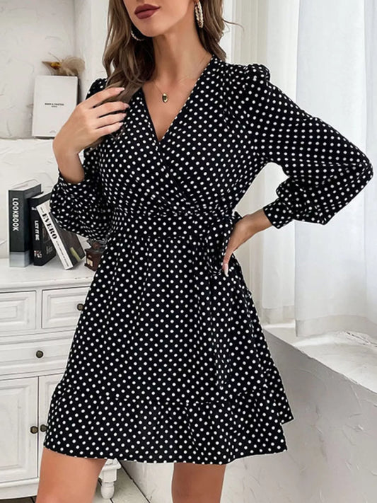 Polka Dot Wrap Mini Dress