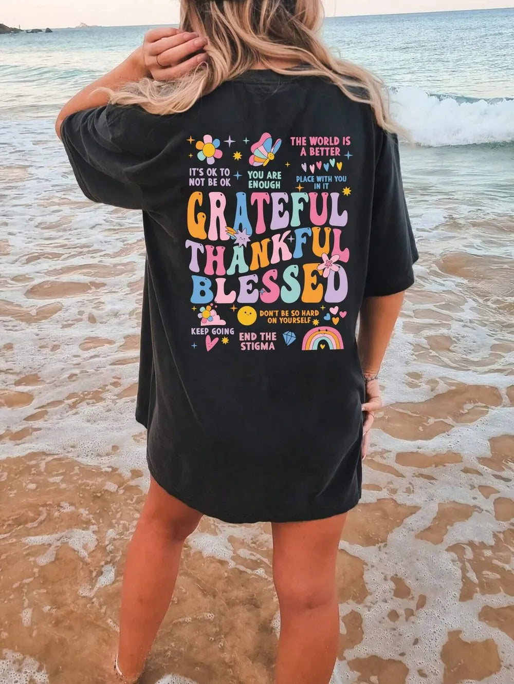 Positivity Graphic Tee Round Neck T-Shirt