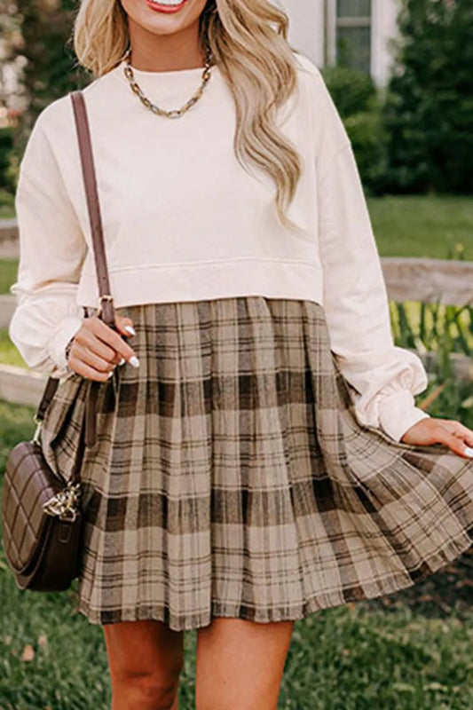 Preppy Plaid Long Sleeve Mini Dress