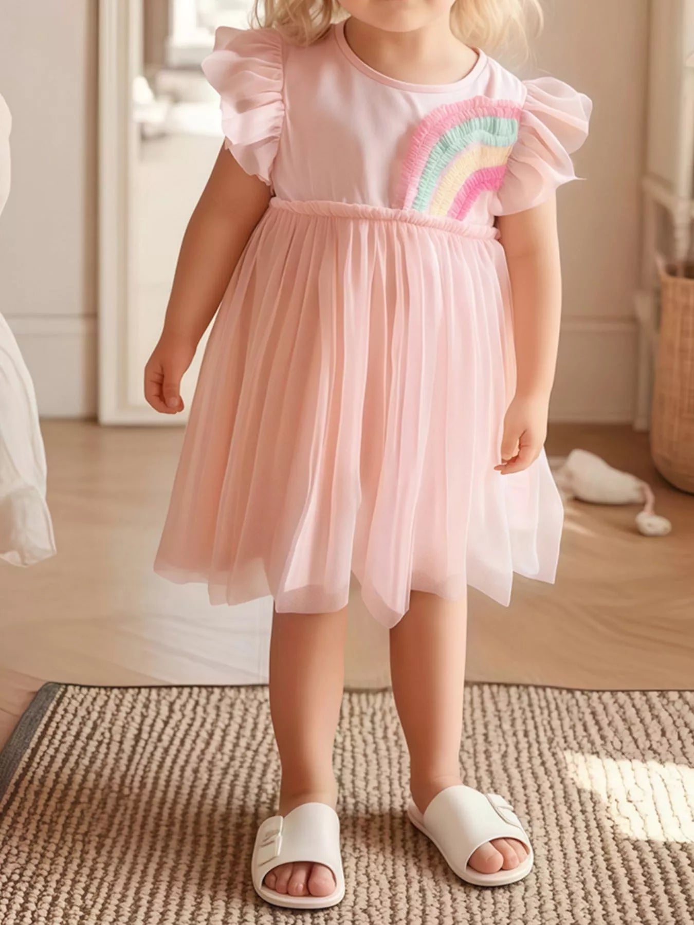 Rainbow Applique Tulle Dress