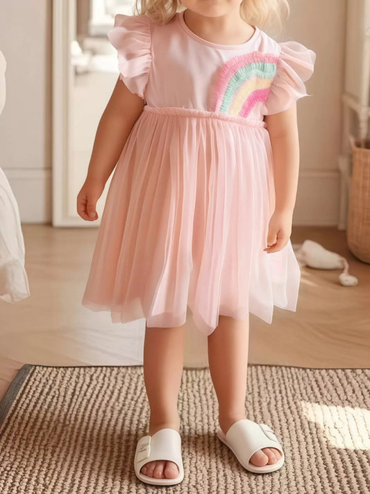 Rainbow Applique Tulle Dress