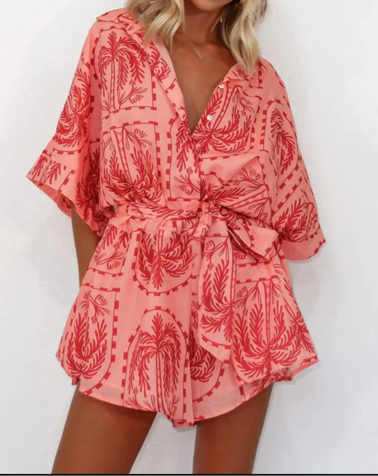 Resort Tropical Print Playsuit
