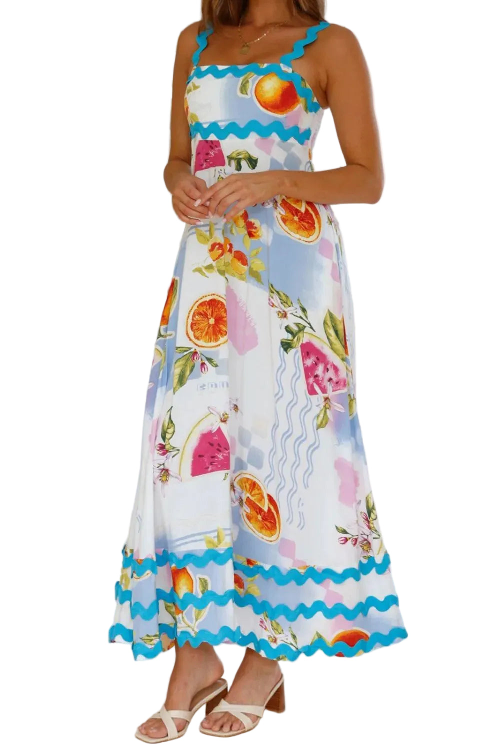 Ric Rac Printed Maxi Dress