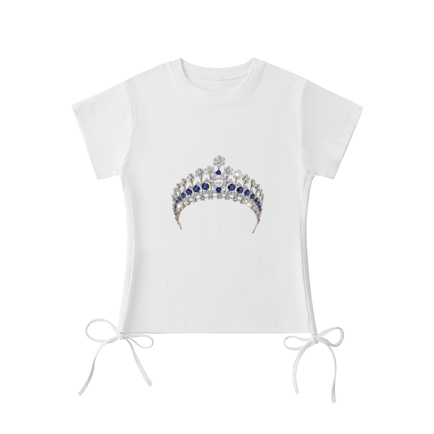 Sapphire Blue Tiara Print Drawstring T-Shirt