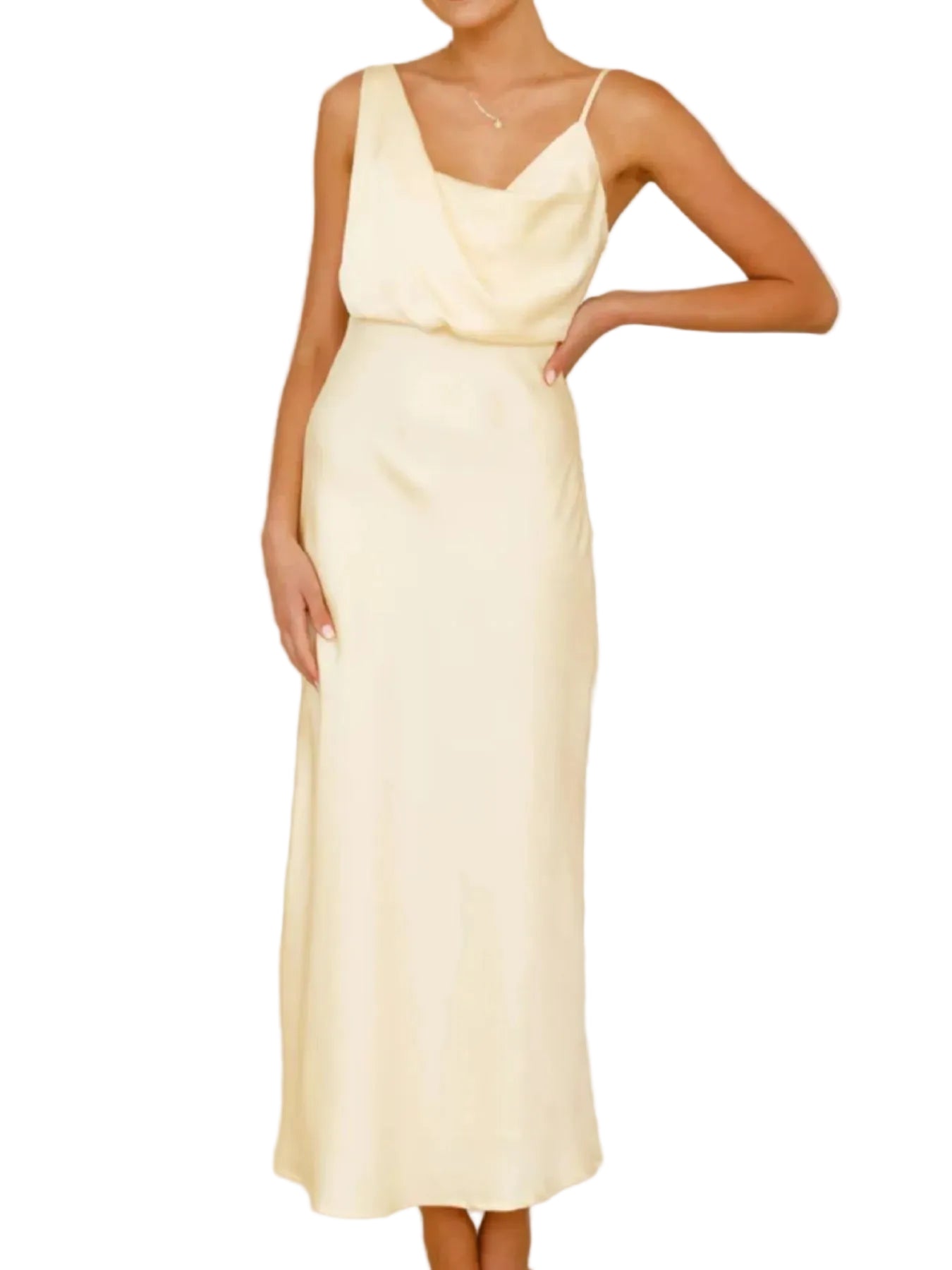 Satin Asymmetrical Midi Dress