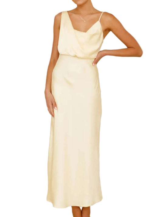 Satin Asymmetrical Midi Dress