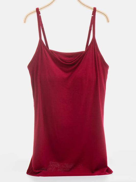 Scoop Neck Cami with Built-In Chest Pads