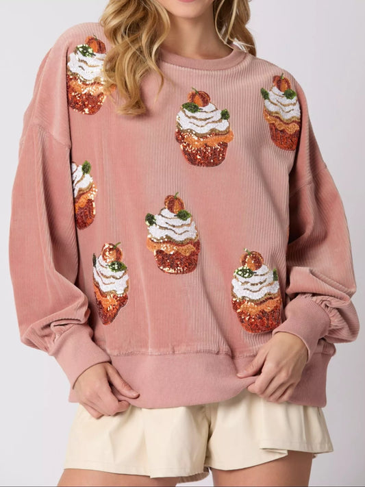 Sequin Cupcake Dropped Shoulder Sweater