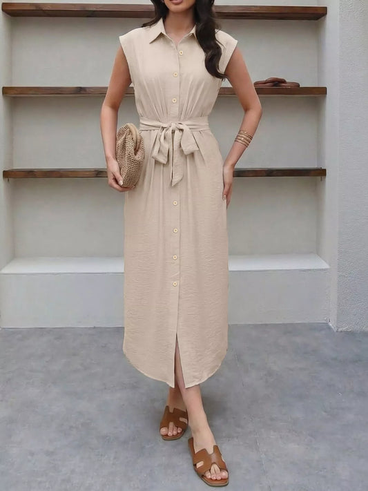 Sleeveless Midi Shirt Dress