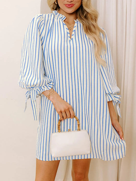 Striped Sleeve Tie Shift Dress