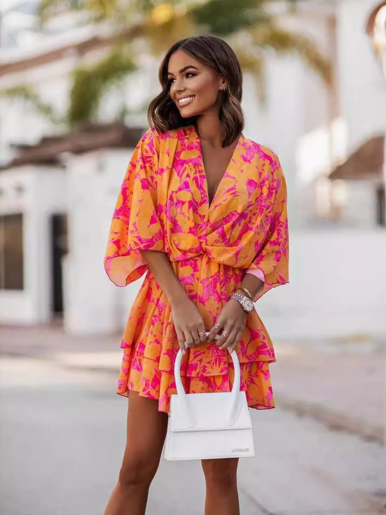 Surplice Ruffle Hem Mini Dress | Resort & Vacation Wear