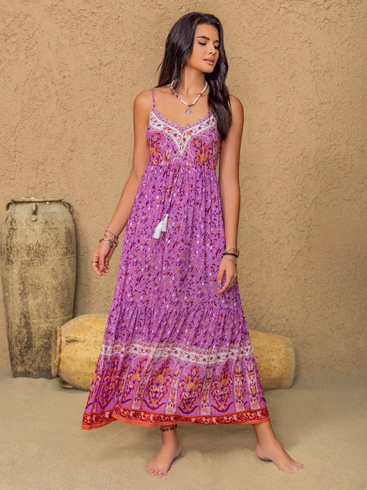 Tassel Floral Cami Maxi Dress