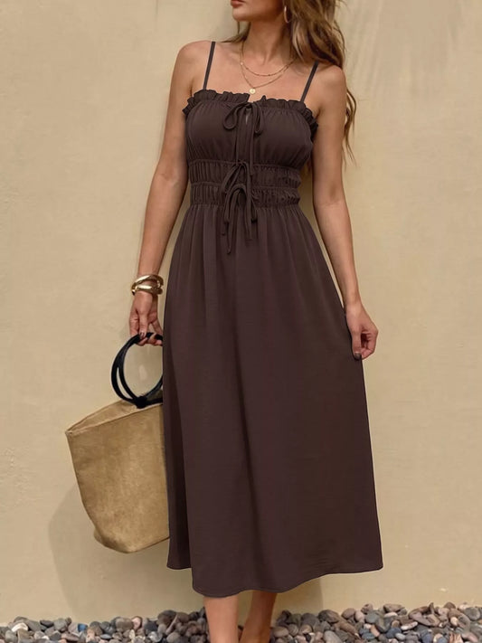 Tie-Front Spaghetti Strap Maxi Dress