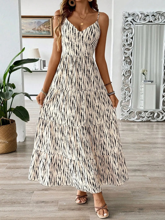 Tie Back Tiered Midi Cami Dress