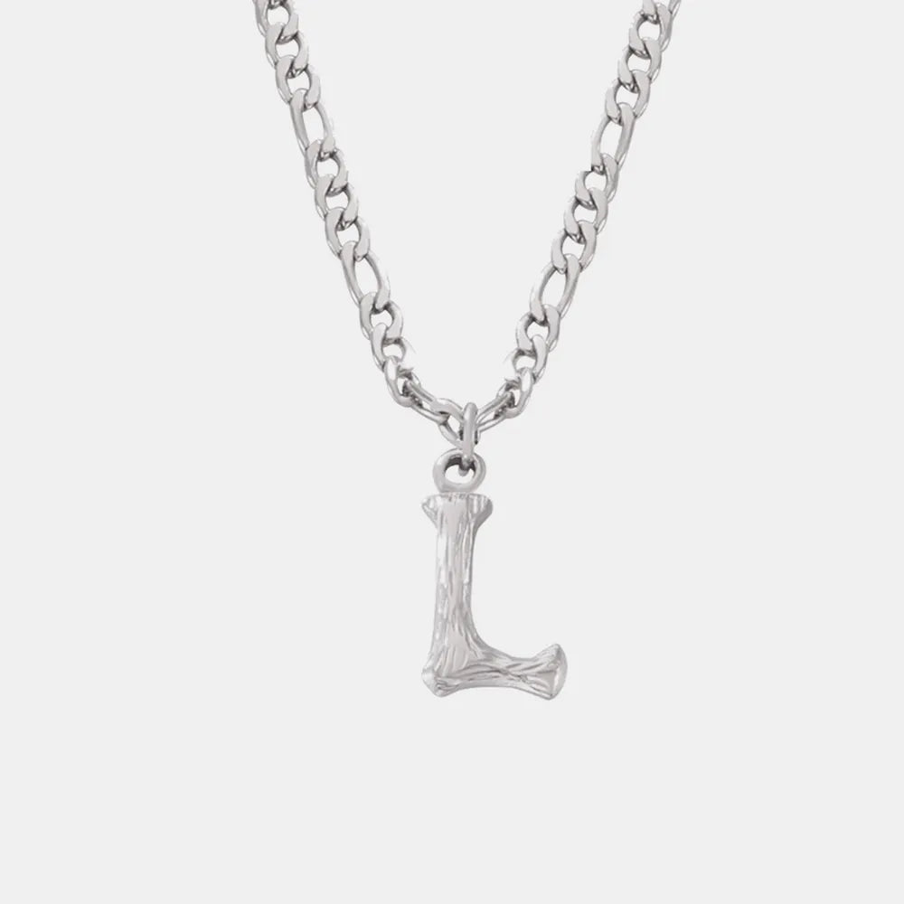 Titanium Steel Letter Pendant Necklace L to Z