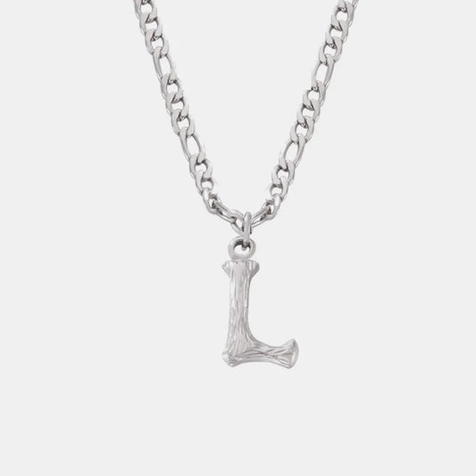 Titanium Steel Letter Pendant Necklace L to Z
