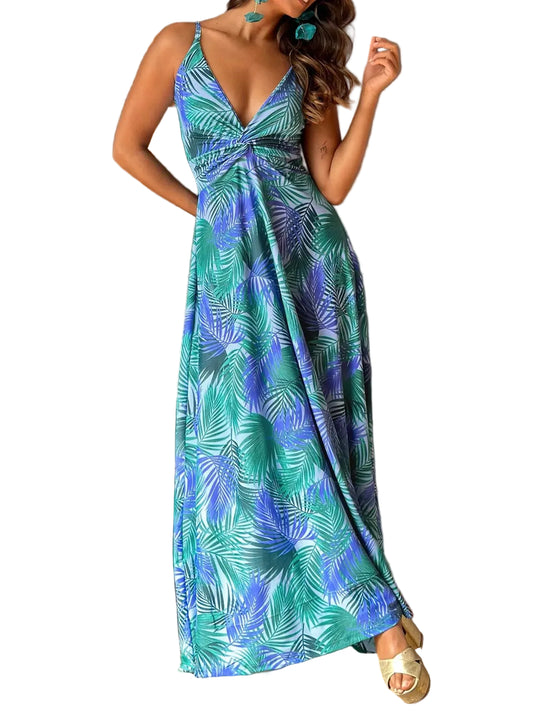 Tropical Twist Front Cami Maxi Dress
