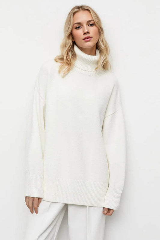 Turtleneck Dropped Shoulder Long Sleeve Jumper