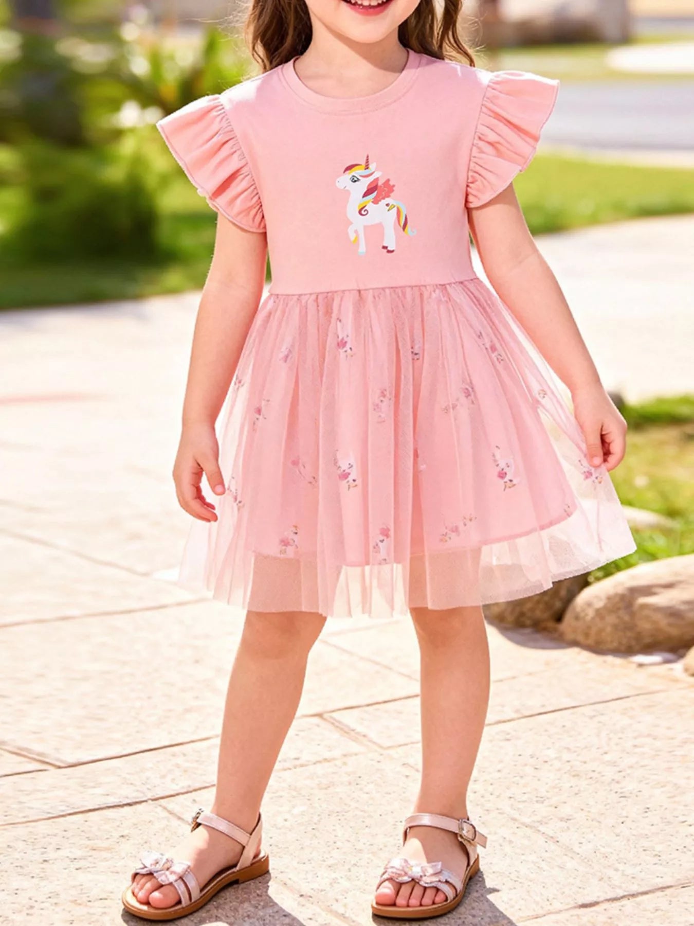 Unicorn Ruffle Sleeve Tulle Dress 10030031663