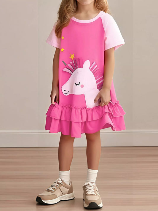 Unicorn Ruffled Hem Dress