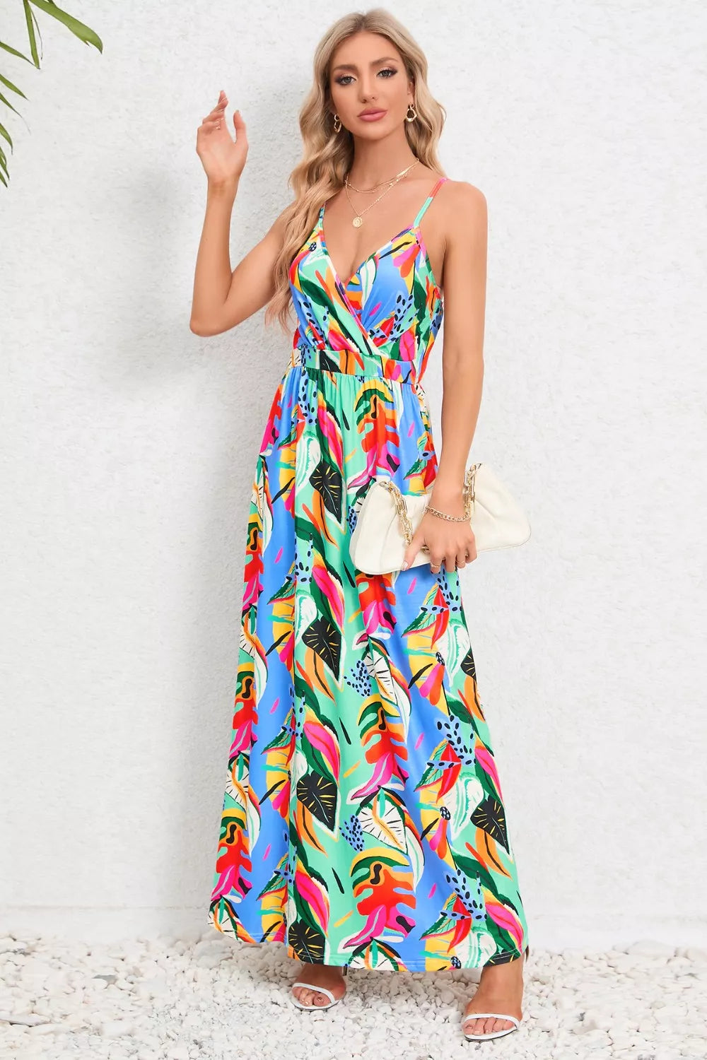 Vacay Print Cami Maxi Dress light blue