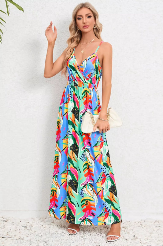 Vacay Print Cami Maxi Dress light blue