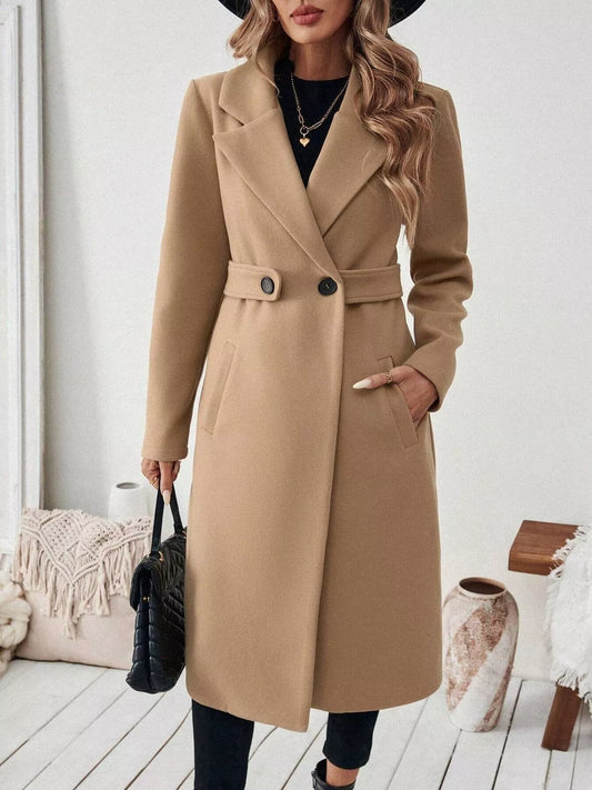 Vegan One Button Lapel Collar Overcoat