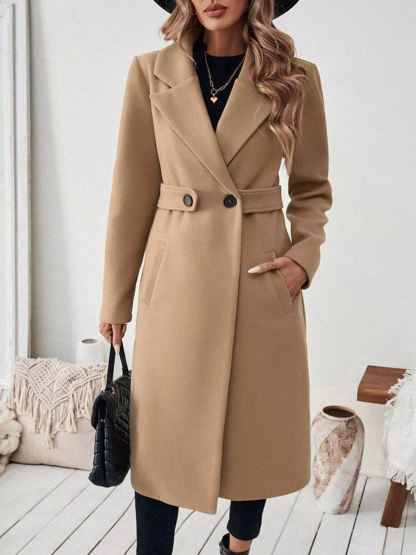 Vegan Wool-Blend Longline Overcoat