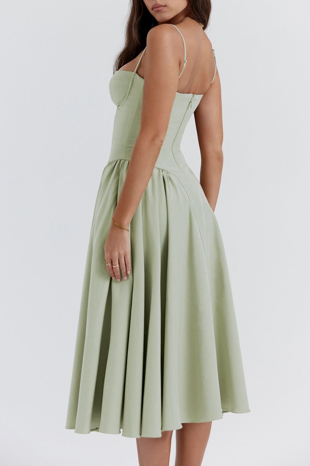 Sweetheart Neck Ruched Midi Dress - MARIGOLD 