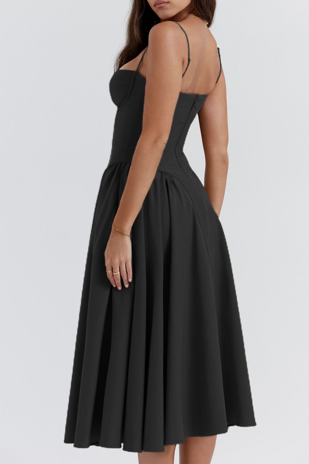 Sweetheart Neck Ruched Midi Dress - MARIGOLD 
