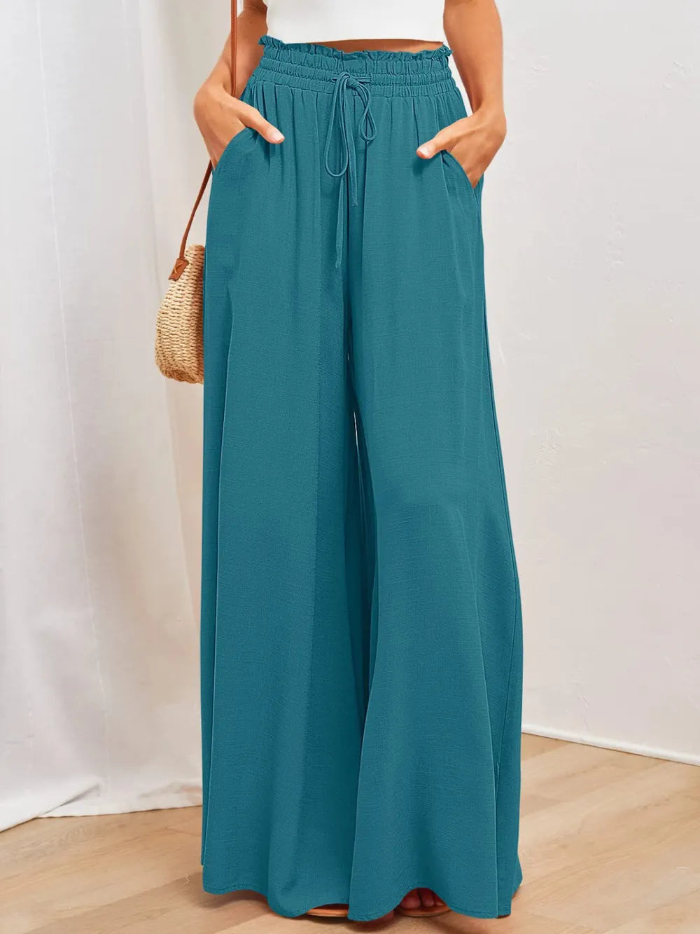 Wide Leg Pants with Pockets Teal