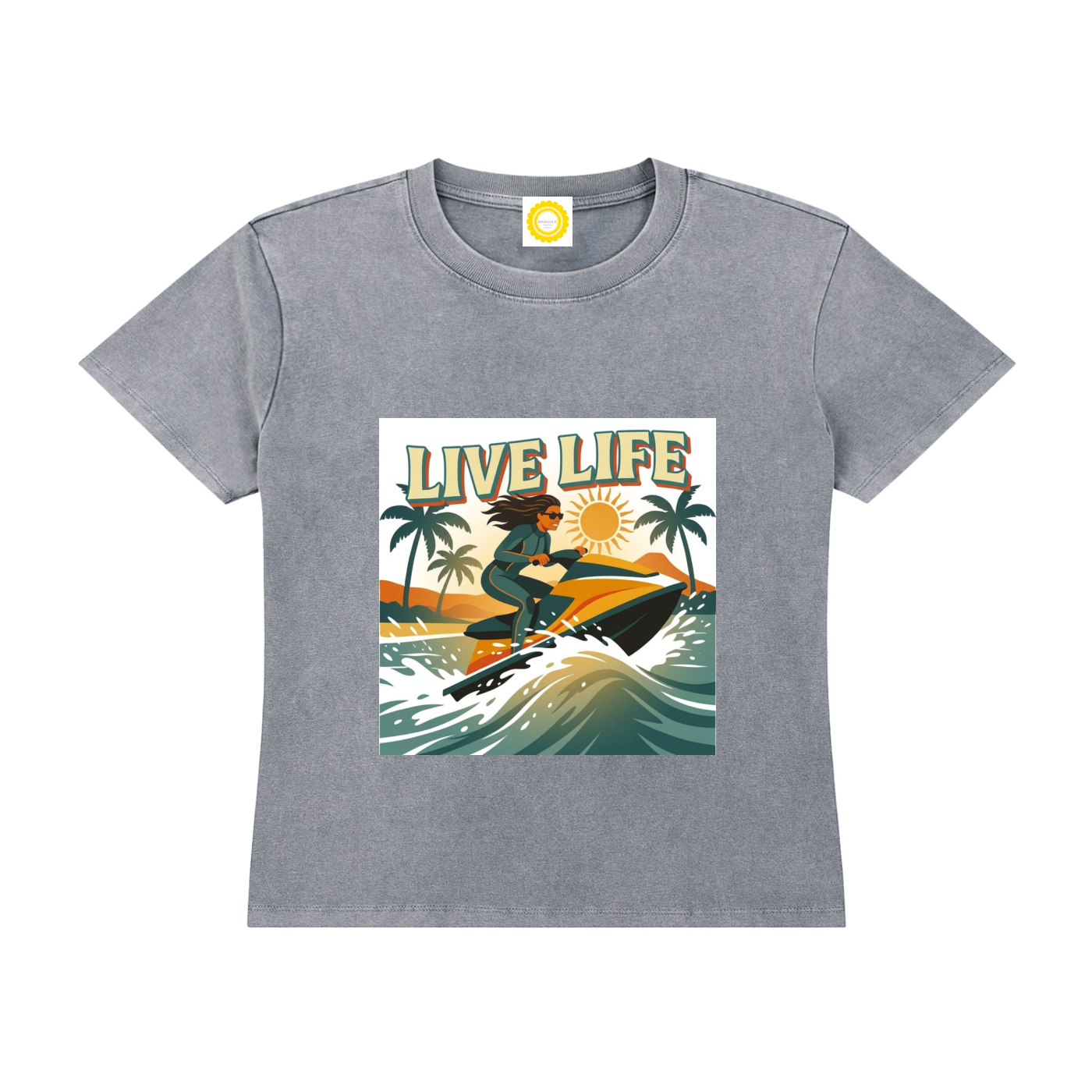 'LIVE LIFE' Vintage Wash Drop Shoulder T-shirt - MARIGOLD COLLECTIONS AUSTRALIA