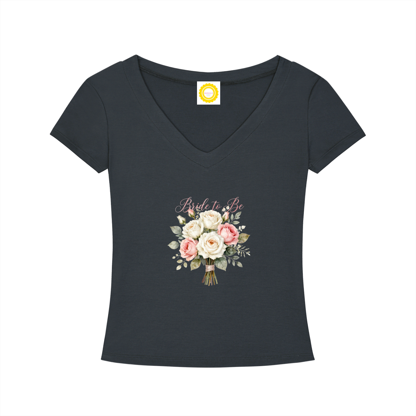 'Bride to be' Posy Tencel Slim Fit V-Neck T-Shirt - MARIGOLD COLLECTIONS AUSTRALIA