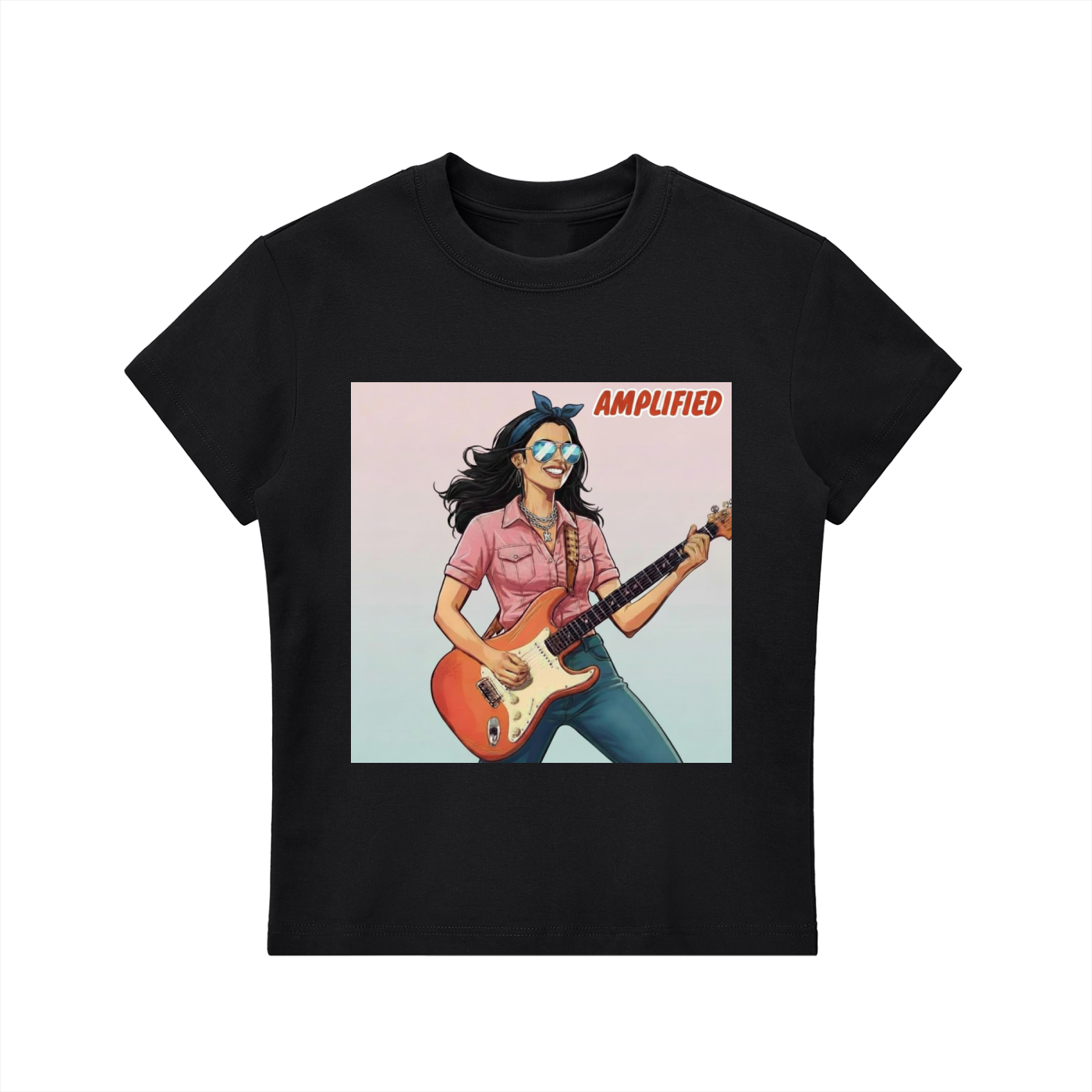 'AMPLIFIED' Essential Bodycon Crewneck T-Shirt