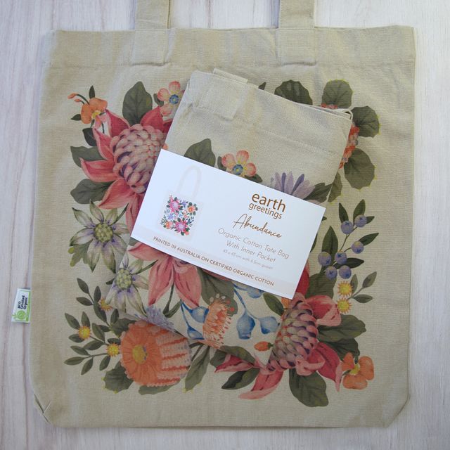 Abundance Organic Cotton Tote Bag With Pocket - MARIGOLD COLLECTIONS AUSTRALIA